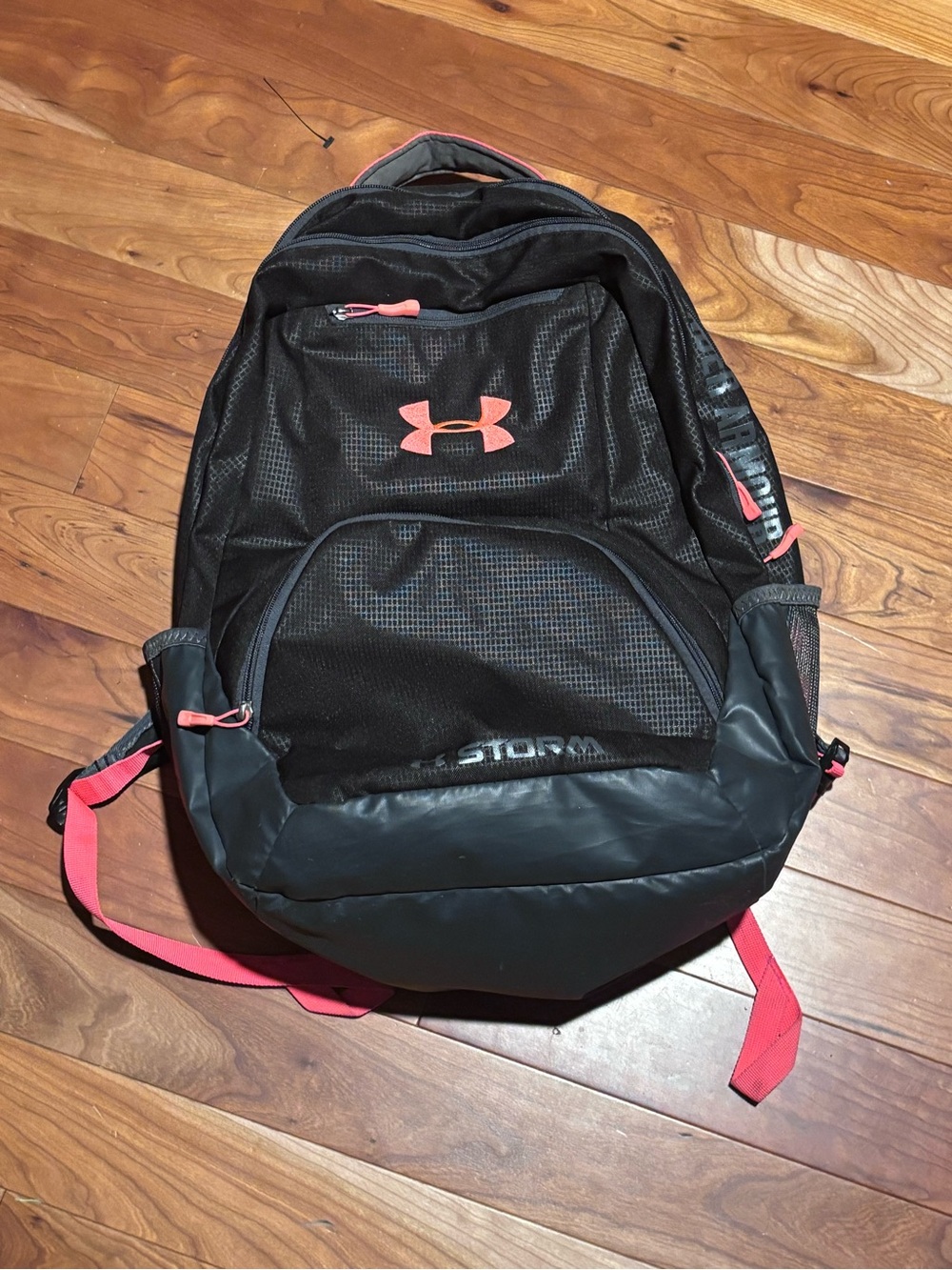 Under Armour Black Backpack with Coral Accents